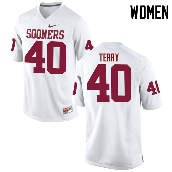 Women Oklahoma Sooners #40 Jon-Michael Terry College Football Jerseys Game-White